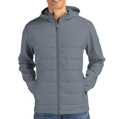 Cutter & Buck Evoke Hybrid Eco Softshell Recycled Full Zip Mens Big & Tall Hooded Jacket Thumbnail