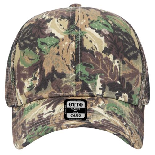 OTTO CAP Camouflage 6 Panel Mid Profile Mesh Back Trucker Hat Thumbnail