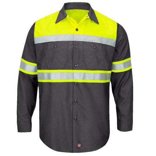 Men's Hi-Visibility Colorblock Ripstop Long Sleeve Work Shirt Thumbnail